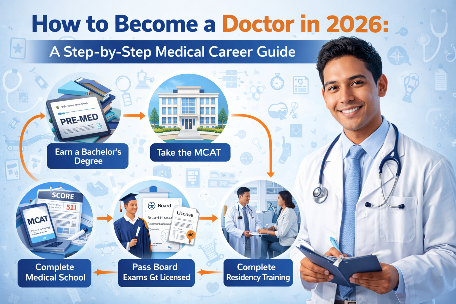 Step-by-step medical education roadmap from high school to residency 2026