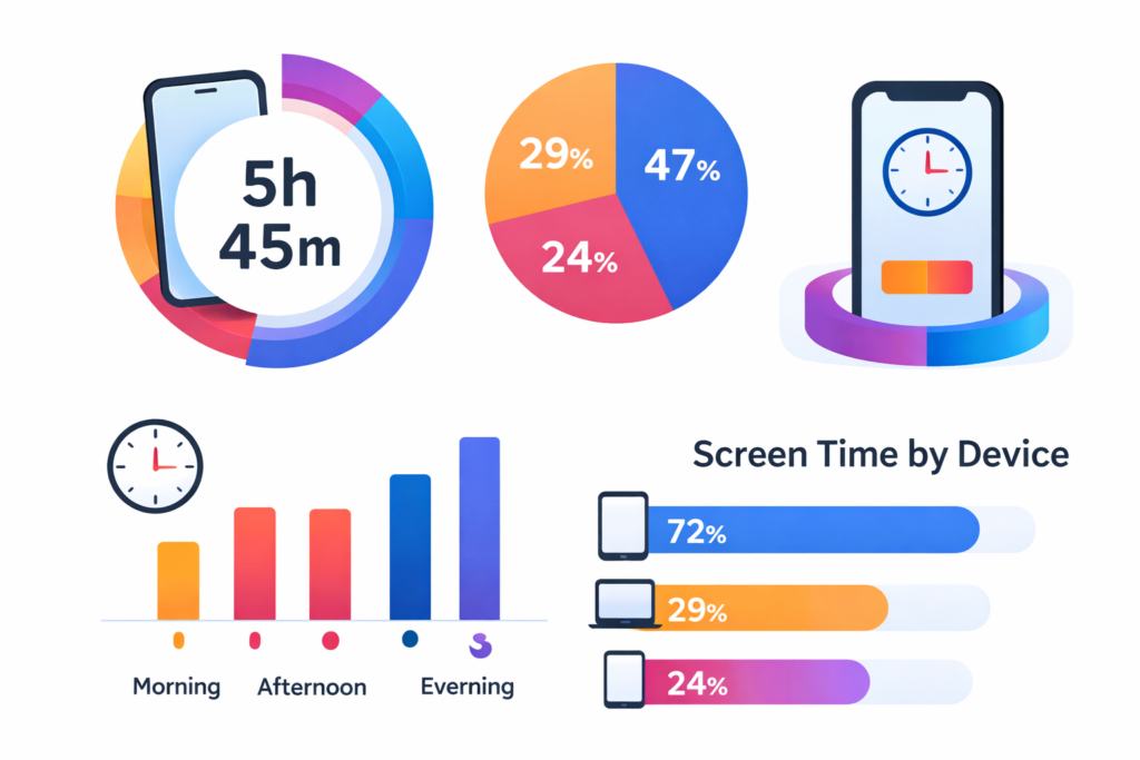 Infographic showing Gen Z screen time statistics